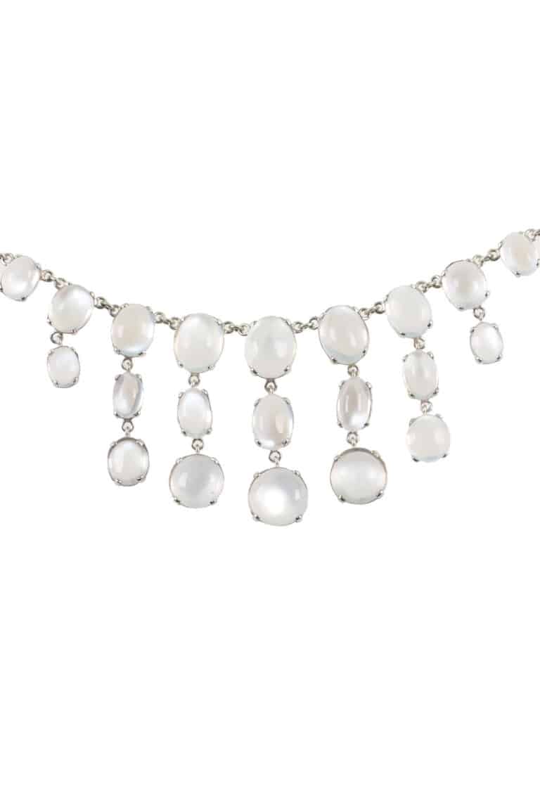 Edwardianisches Collier mit Mondsteinen aus 925er Sterling Silber