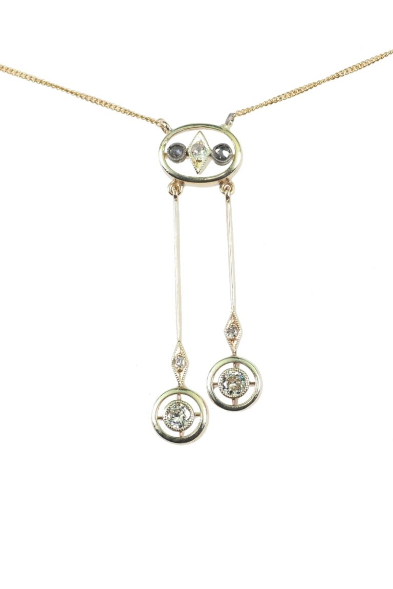 Art Déco Collier mit Diamanten aus 14 Karat Gold