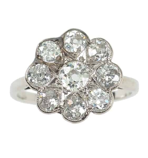 Art Déco Ring mit Diamanten aus 18 Karat Gold