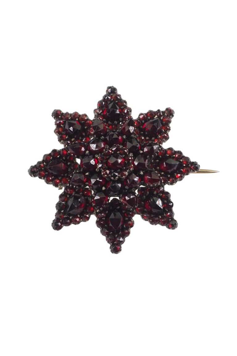 Historismus Brosche - Böhmische Granate Tombak