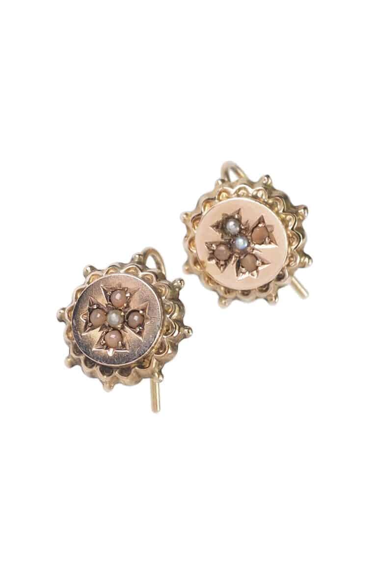 Viktorianische Ohrringe mit Perlen aus 9 Karat Gold