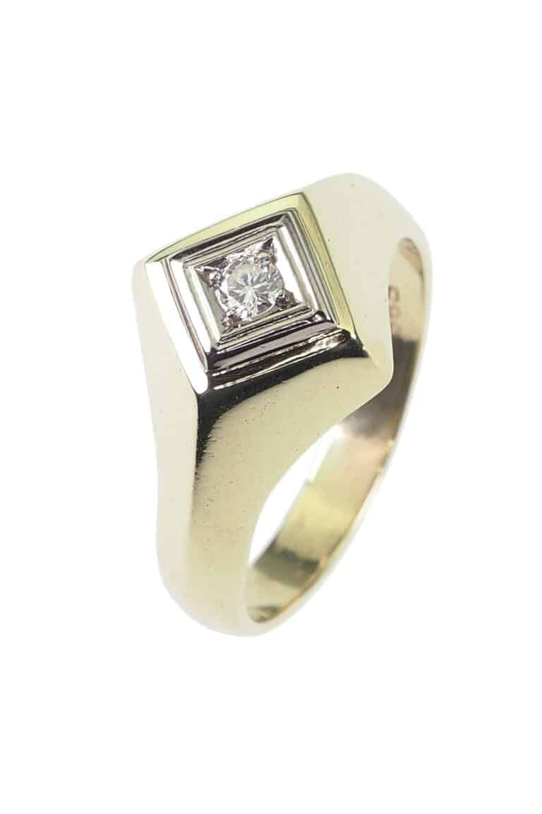 Vintage Herrenring mit Diamant aus 14 Karat Gold