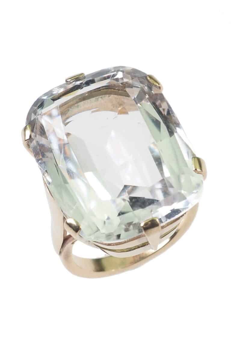 Vintage Cocktailring mit Bergkristall aus 9 Karat Gold