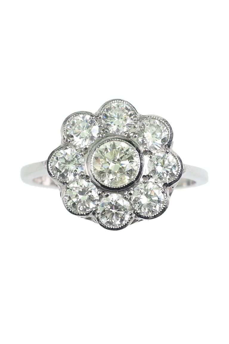 Vintage Ring mit Diamanten aus Platin